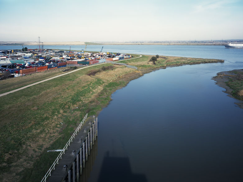 View looking across the river Thames from the Darent Flood barrier.